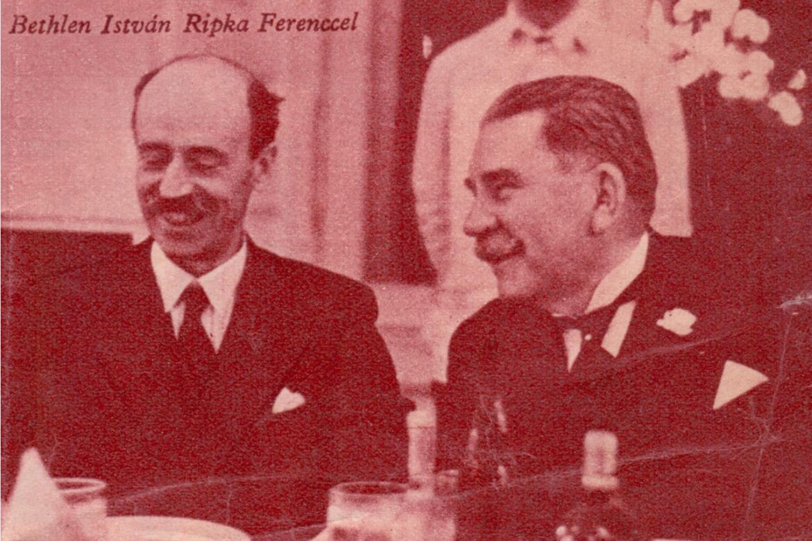 Bethlen István és Ripka Ferenc. Forrás: Pesti Napló Képes Melléklet, 1936. október 18. Fotóriport a Budai Társaskör Ripka-vacsorájáról.