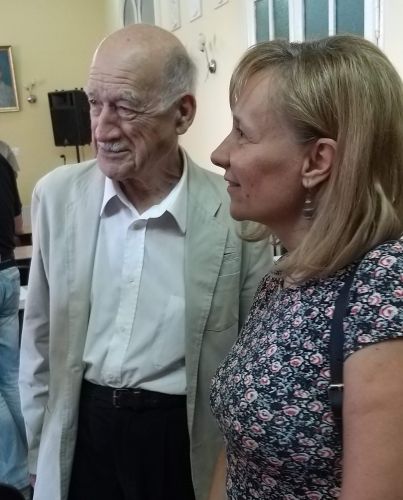 Balogh Judit mesterével, Egyed Ákos professzorral egy Imreh István emlékkonferencián Kolozsvárott, 2019 szeptemberében