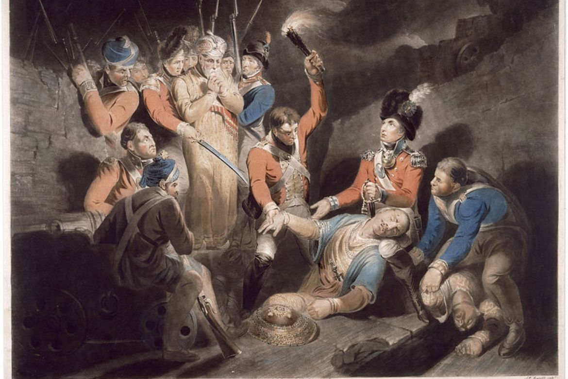 Brit katonák megtalálják Tipu Szultán holttestét (Henry Singleton képe, kb. 1800) (Forrás: Wikipedia)