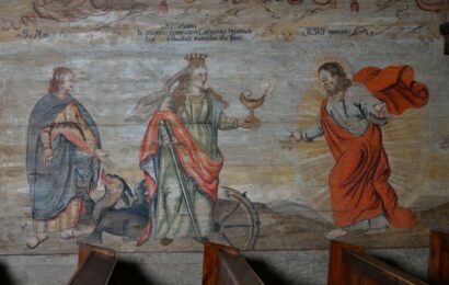 Antiochiai Szent Margit, Szent Katalin &eacute;s J&eacute;zus a d&eacute;li falon (Mudr&aacute;k Attila felv&eacute;tele)