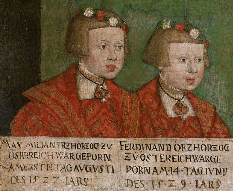 Jakob Seisenegger portréja Ferdinánd király fiairól, 1539. (Kép forrása: Wikimedia Commons)